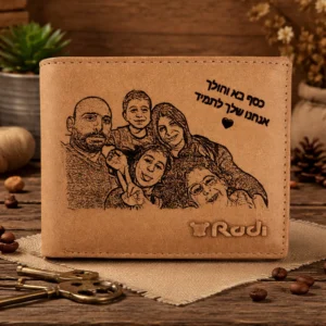 ארנק עור לגבר עם חריטת תמונה בלייזר – Rudi