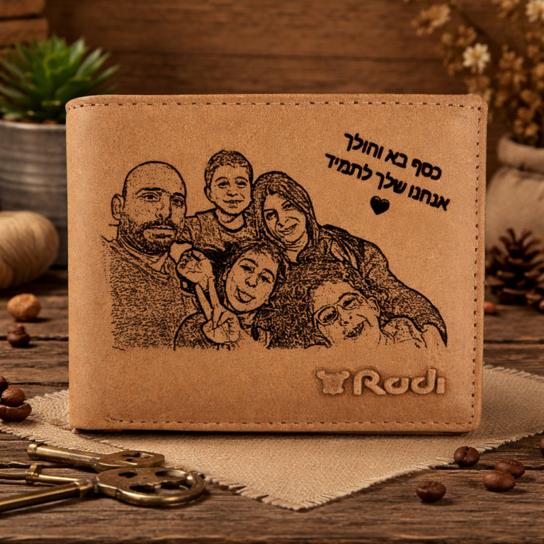 ארנק עור לגבר עם חריטת תמונה בלייזר – Rudi